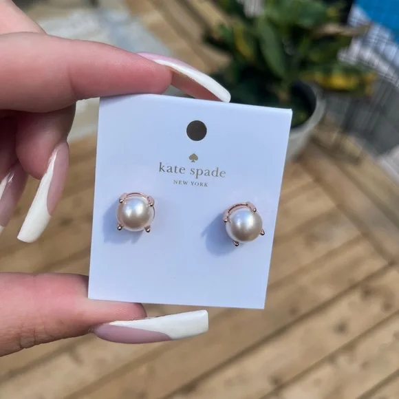 Kate Spade Pearl and Gold Stud Earrings - Picture 4 of 4
